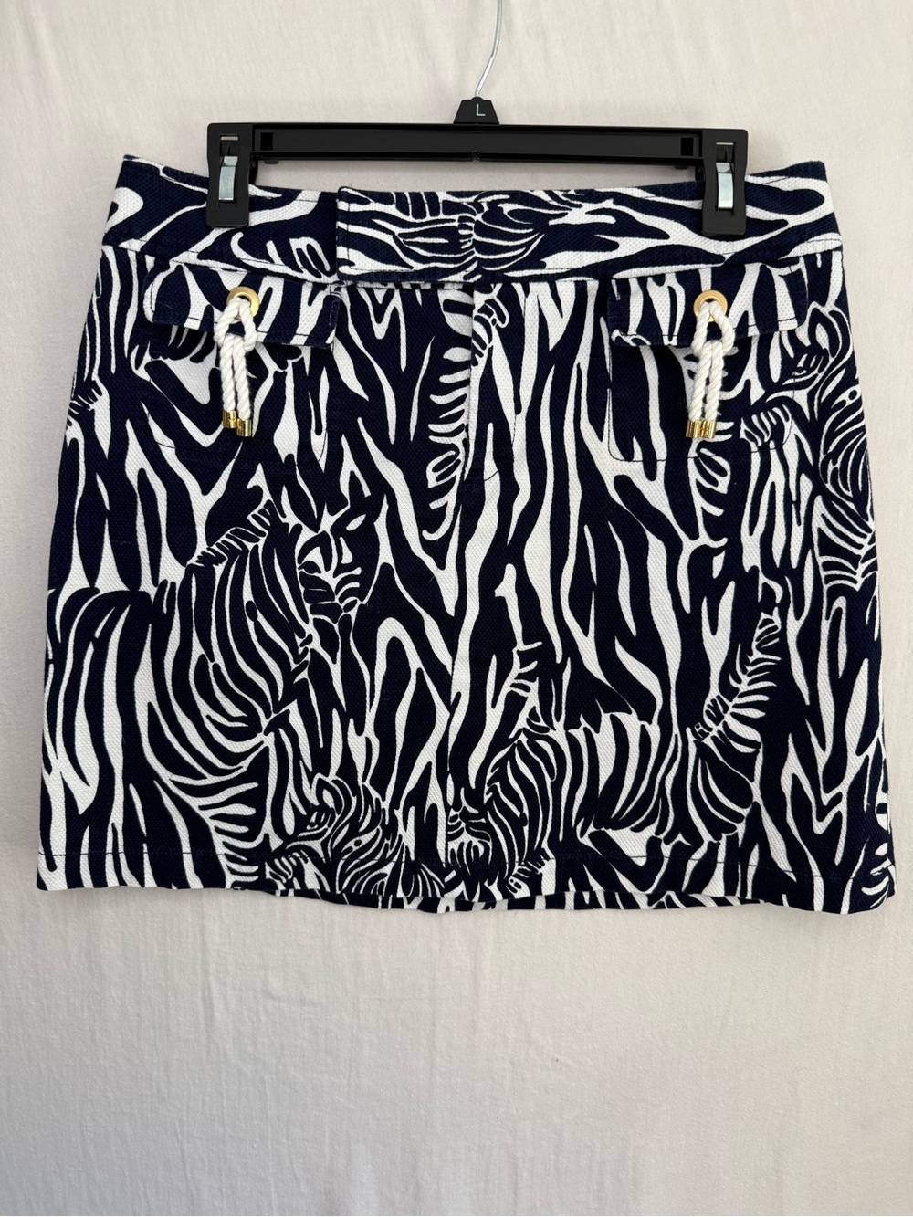Lily Pulitzer Navy & White Zebra Print Mini Skirt Size 10